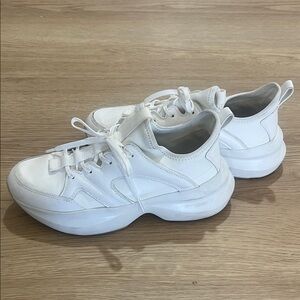 Zara Women's Crisp White Leather Sneakers